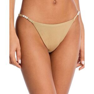 Aqua Womens Strappy Swimsuit Bikini Bottom X-Large Gold Shine - NWT